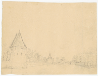 202773 Gezicht op een onbekende stad of kasteel (IJsselstein?)N.B. De tekening is mogelijk vervaardigd door Pieter Jan ...